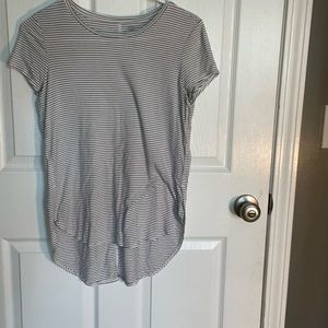 Lack and white stripped high low shirt